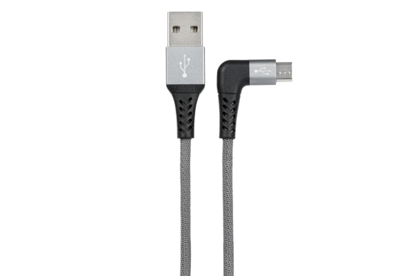 Cable 2E USB 2.0 USB MicroUSB Flat Fabric Right Angle 1m Grey