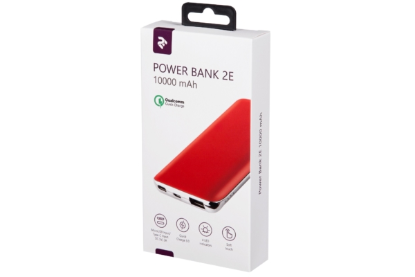 Power Bank 2E 10000 мАг Red Quick Charge