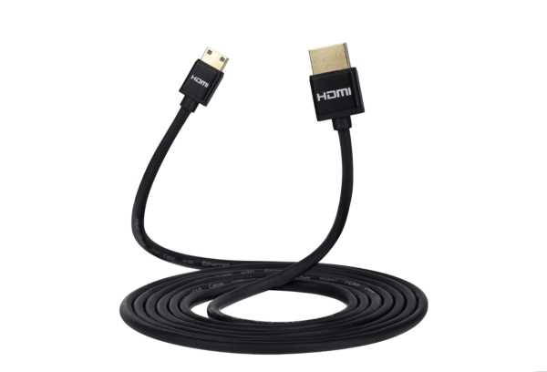 Cable 2Е Ultra Slim HDMI 1.4 (AM/miniAM) High Speed, Alumium Black 2m