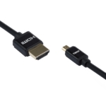 Кабель 2Е Ultra Slim HDMI 1.4 (AM/miniAM) High Speed, Alumium Black 2m