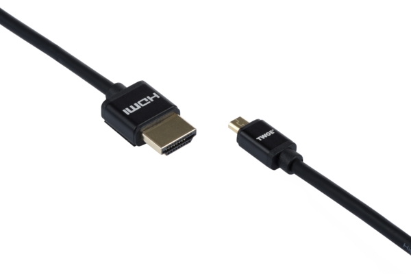 Кабель 2Е Ultra Slim HDMI 1.4 (AM/miniAM) High Speed, Alumium Black 2m