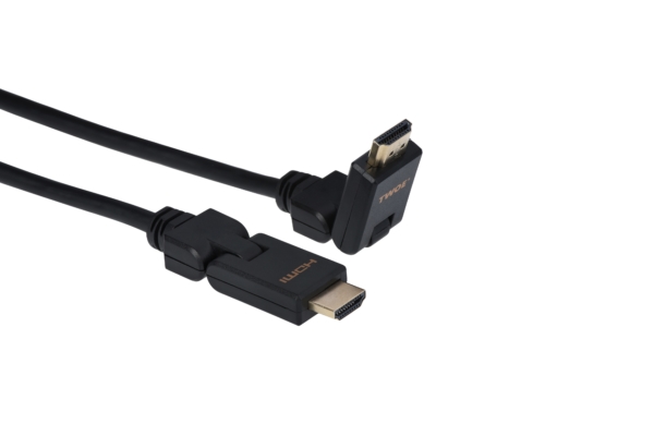Cable 2Е Ultra Slim HDMI 1.4 (AM/AM) 180 degree, High Speed, Alumium Black 2m