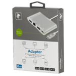 Адаптер 2E Type C to USB 3.0 Female+Gigabit+HDMI Female+USB Type C Female, 0.15m