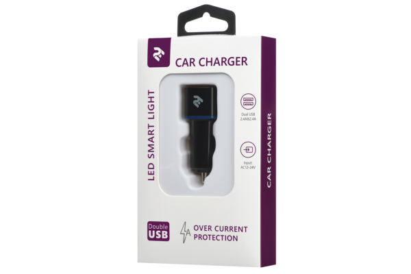 Автомобільний ЗП 2E Dual USB Car Charger 2.4Ax2.4A Black