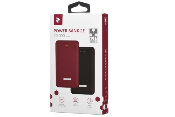 Power Bank 2Е SOTA series Slim 20000 mAh Red