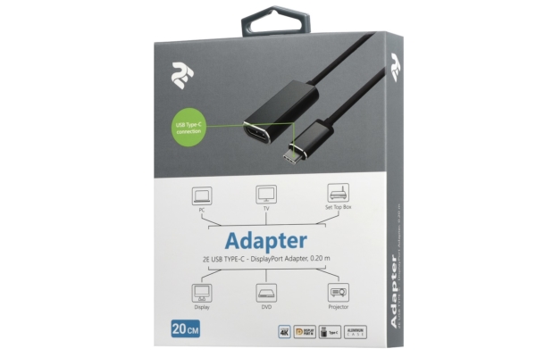 Adapter 2Е Type-C to DisplayPort, Alluminum, 0.2m