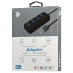 Адаптер 2Е USB-A to 4xUSB3.0, Hub with switch, 0.25 м