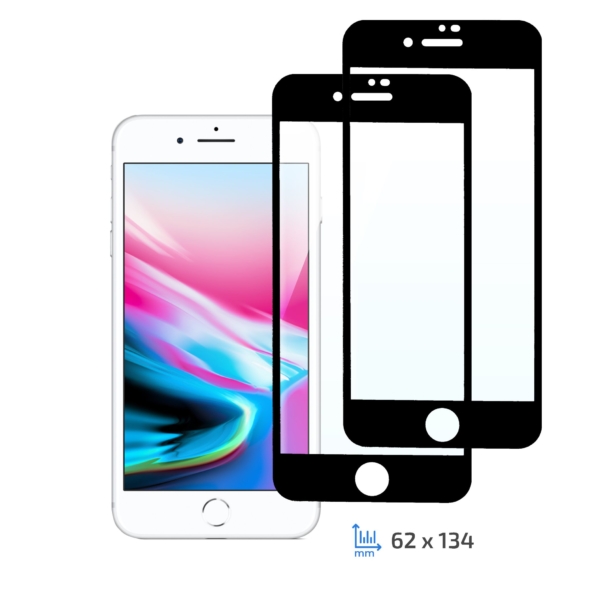 Комплект 2 в 1 Защитное стекло 2E Basic для Apple iPhone 7/8, FCFG, Black