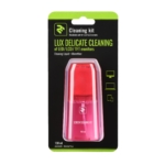 2E Lux Red cleaning kit — 100 ml liquid and 15×15 cm microfiber cloth