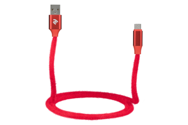 2E Fur USB 2.0 to MicroUSB Cable, 1m, Red