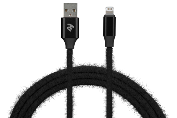 Кабель 2E Fur USB 2.0 to Lightning Cable, 1м, Black