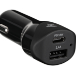 2E Dual USB Car Charger, Power Delivery, USB 2.4A, 30W, Black