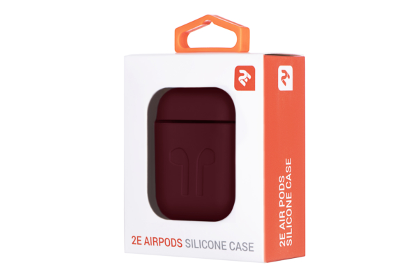2E earphone case for Apple AirPods, Pure Color Silicone Imprint (1.5mm), Marsala