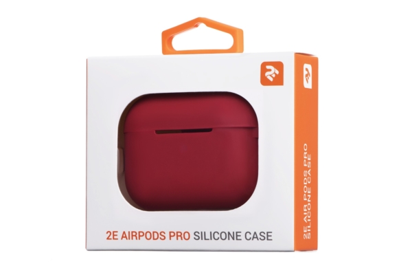 Чохол 2Е для навушників Apple AirPods Pro, Pure Color Silicone (2.5mm), Cherry red