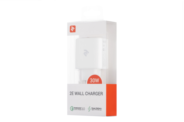 Мережевий ЗП 2E USB Wall Charger QC, PD, Max 30W, White