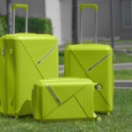 2E Plastic Suitcases Set, SIGMA, (L+M+S), 4 Wheels, Apple Green
