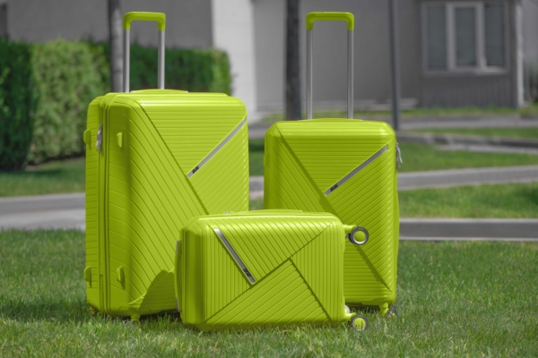 2E Plastic Suitcase, SIGMA, L, 4 Wheels, Apple Green