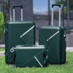 2E Plastic Suitcases Set, SIGMA, (L+M+S), 4 Wheels, Emerald Green