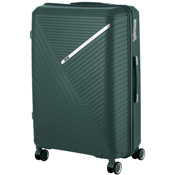 2E Plastic Suitcase, SIGMA, L, 4 Wheels, Emerald Green