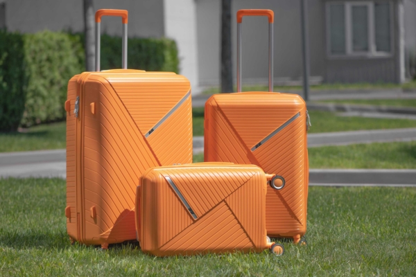 Набор пластиковых чемоданов 2E, SIGMA, (L+M+S), 4 колеса, оранжевый