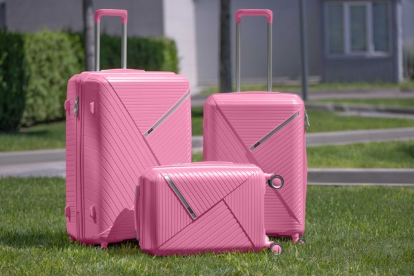 2E Plastic Suitcase, SIGMA, M, 4 Wheels, Pink