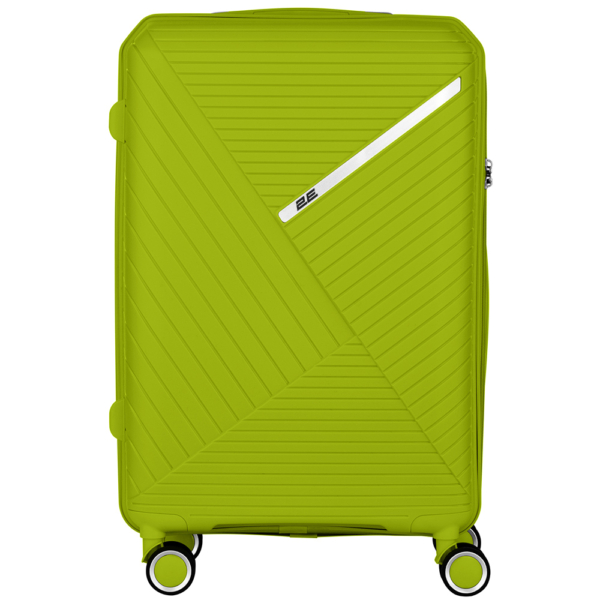 2E Plastic Suitcases Set, SIGMA, (L+M+S), 4 Wheels, Apple Green