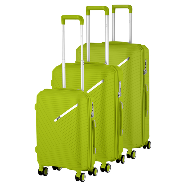 Набор пластиковых чемоданов 2E, SIGMA, (L+M+S), 4 колеса, зеленое яблоко