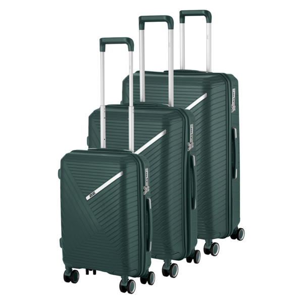 Набор пластиковых чемоданов 2E, SIGMA, (L+M+S), 4 колеса, изумрудный