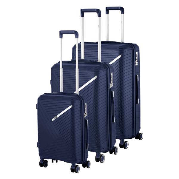 2E Plastic Suitcases Set, SIGMA, (L+M+S), 4 Wheels, Navy Blue