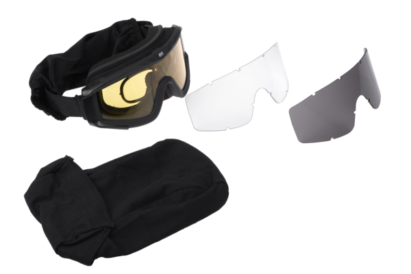 2E Tactical, protective mask Hawk WS Black Anti-fog, 3-layer sealant, bag, 3 lenses