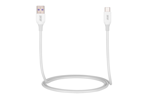 Кабель 2E USB-A — USB-C, Glow, 1m, white
