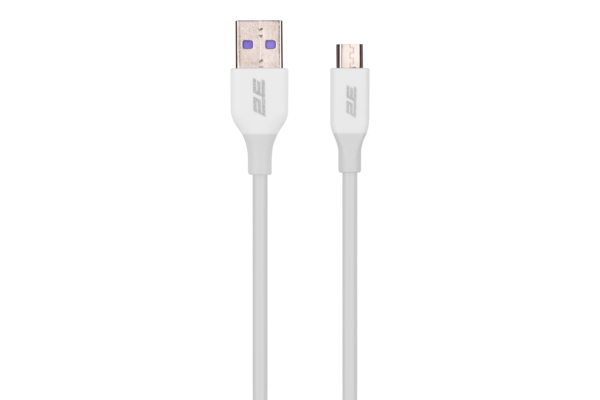 Кабель 2E USB-A – microUSB, Glow, 1m, white