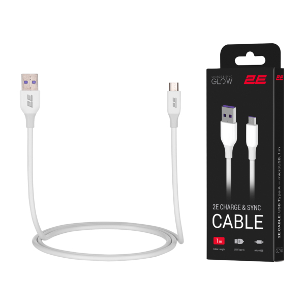 2E Cable USB-A – microUSB Glow, 1m, white