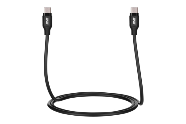 Кабель 2E USB-C – USB-C, Glow, 60W, 1m, black
