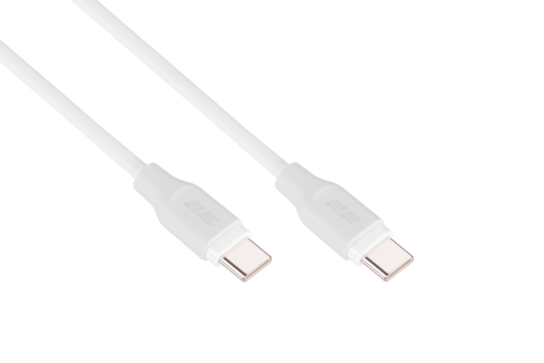 Кабель 2E USB-C — USB-C, Glow, 60W, 1m, white