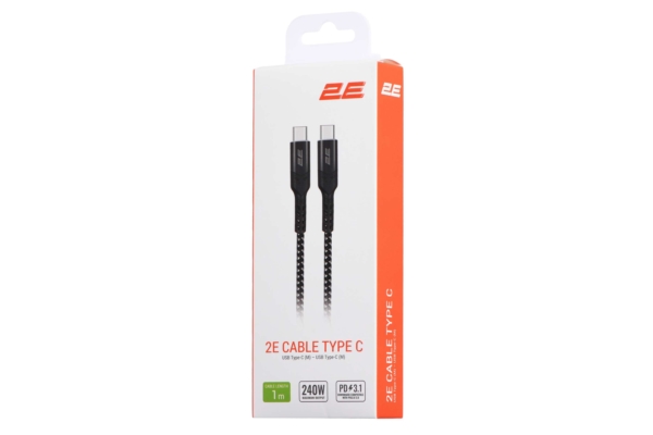 2E Cable USB-C – USB-C PD 3.1 240W Aluminum Shell, 1m, black