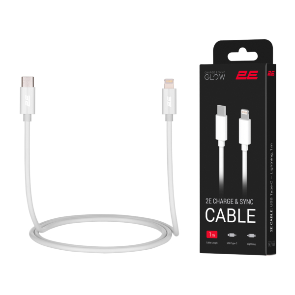 2E Cable USB-C – Lightning Glow 1m, white