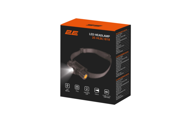 2E Headlight rechargeable, USB-C, 1800mAh, 500lm, 5W, multimode