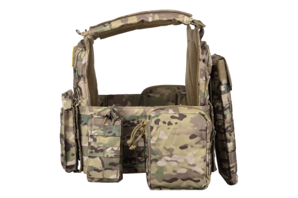 Military plate carrier with additional pouches Type 5 + 2 flank protection, 2E, CP Camo, 2E-MILPLACARTYPE5-Y2-CC
