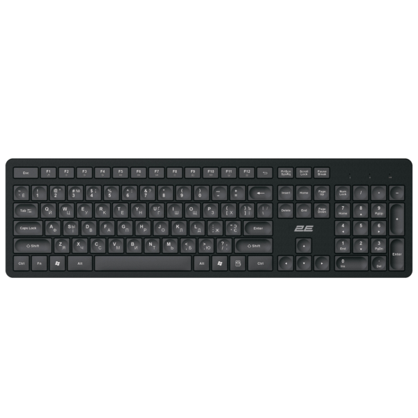 Клавиатура мембранная 2E KS260 106key, WL, EN/UK/RU, черный