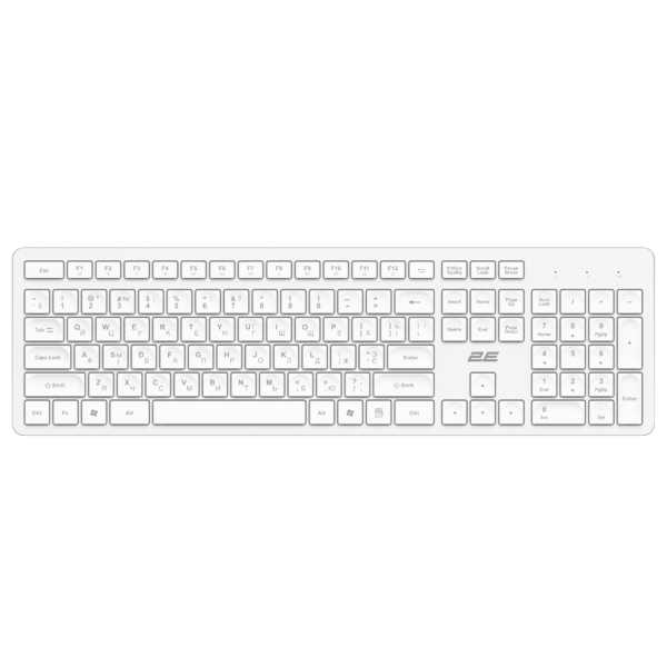 Клавіатура мембранна 2E KS260 106key, WL, EN/UK/RU, білий