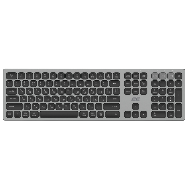 Клавіатура ножнична 2E KS270 105key, WL/BT, EN/UK, сіро-чорний