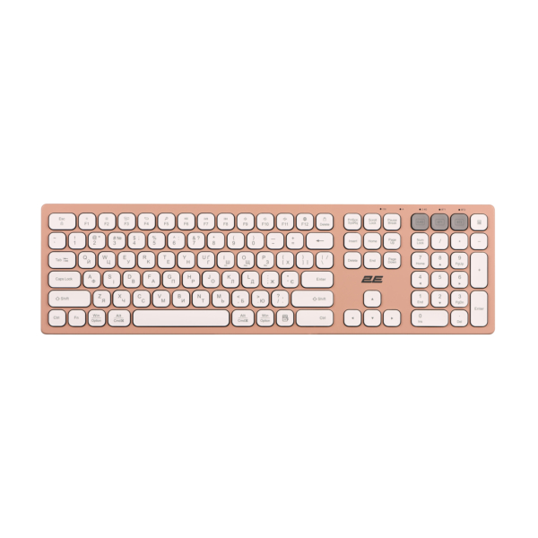 2E Scissor Keyboard KS270 109key, WL/BT, EN/UK, pink-white