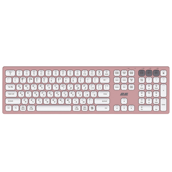 Клавіатура ножнична 2E KS270 105key, WL/BT, EN/UK, розово-білий