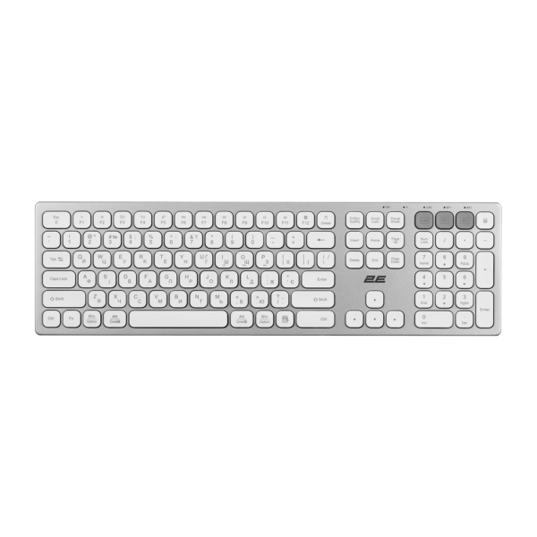 2E Scissor Keyboard KS270 109key, WL/BT, EN/UK, silver-white