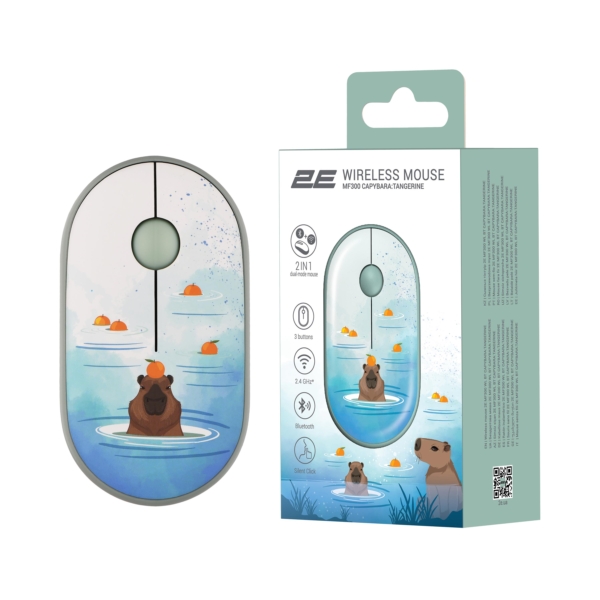 2E Mouse MF300 CAPYBARA:TANGERINE Silent WL BT, Green