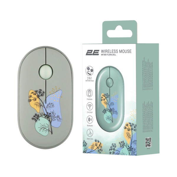 2E Mouse MF300 FLORA:DILL Silent WL BT, Green