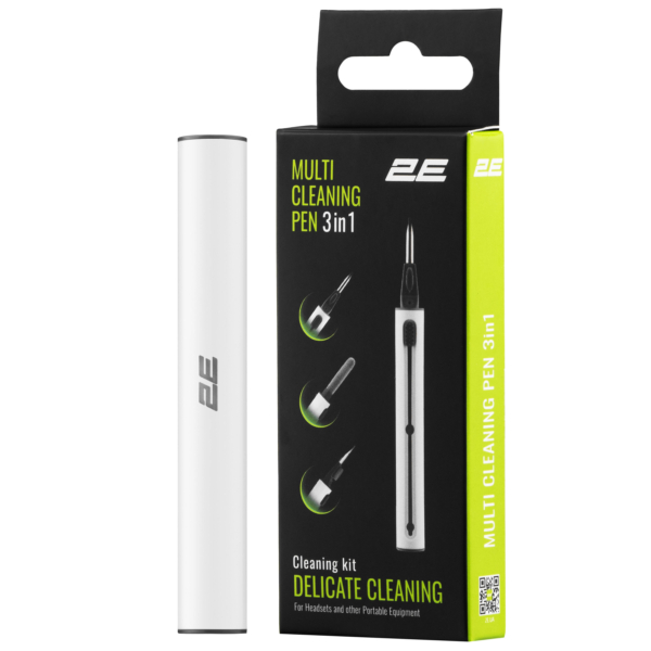 2E Cleaning Kit for earbuds 3in1, white/grey
