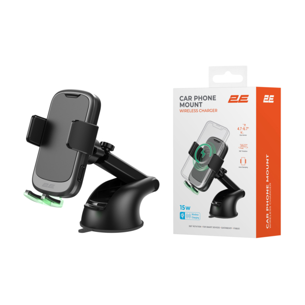 2E Car Holder window wireless with 2USB 60W car charger