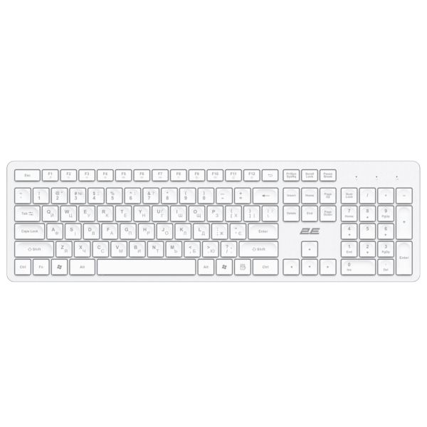 Клавиатура мембранная 2E KS260 106key, WL, EN/UK, белый
